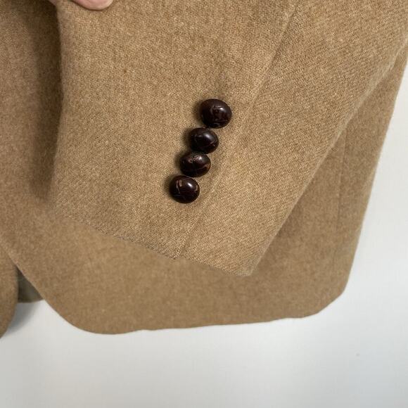 Vtg Lands End Camel Hair Wool Sport Coat Blazer Mens 44L Tan Preppy Business - Picture 7 of 14
